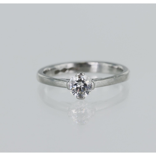 42 - Platinum diamond solitaire ring, round brilliant cut approx. 0.34ct, estimated colour approx. G-H, e... 