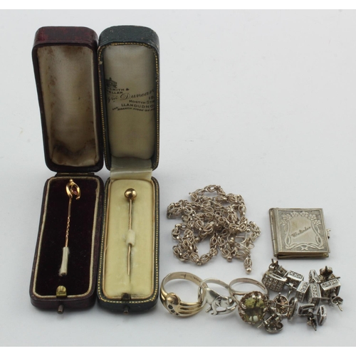 428 - Assortment of jewellery to include mixture of silver/tests 925 jewellery, chain, three rings, eight ... 