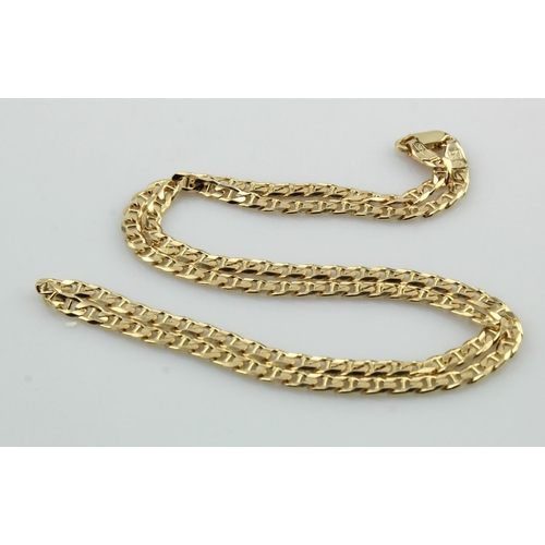 441 - Yellow gold (tests 14ct) anchor chain, width 3.7mm, length 20, weight 15.4g.