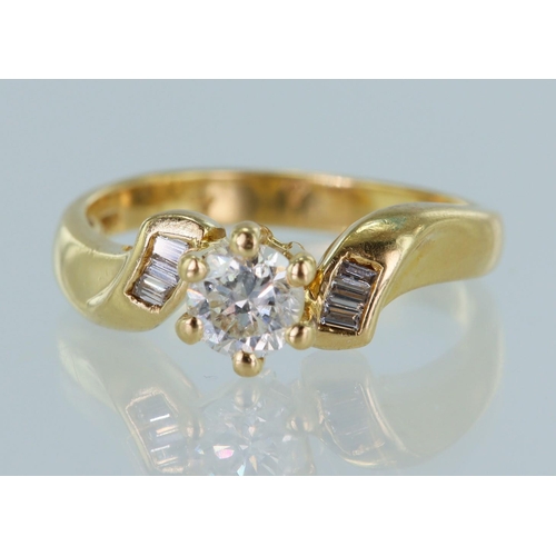 47 - 18ct yellow gold diamond solitaire ring, round brilliant cut approx. 0.45ct, estimated colour approx... 