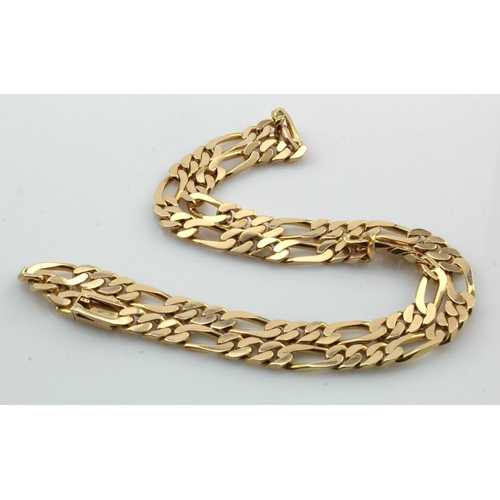 504 - Yellow gold (tests 14ct) figaro chain, link gauge 6mm, length 17.5