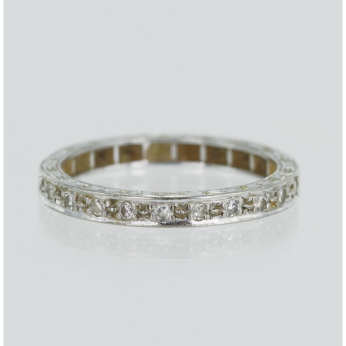 56 - White gold (tests 18ct) vintage diamond half eternity ring, set with single cut diamonds TDW approx.... 