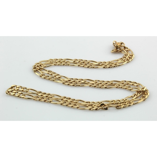 571 - 9ct yellow gold figaro chain, link width 4mm, length 24.3