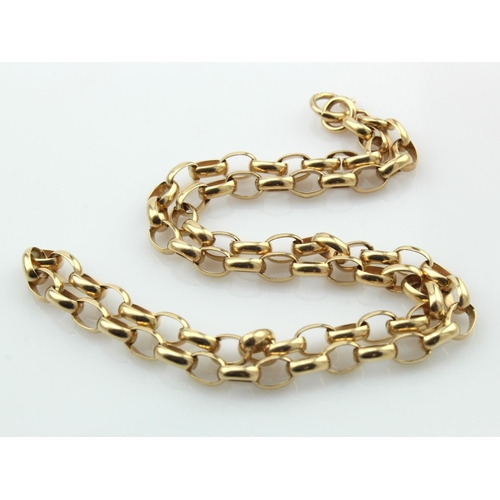 593 - 9ct yellow gold belcher chain, length 16.5