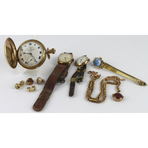 658 - Watches. Four various watches, including two 9ct Gold cased wristwatches, plus a small quantity of y... 