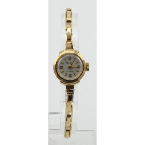 664 - 9ct gold ladies Rotary manual wind wristwatch, 15mm case excluding the crown, 9ct expanding bracelet... 