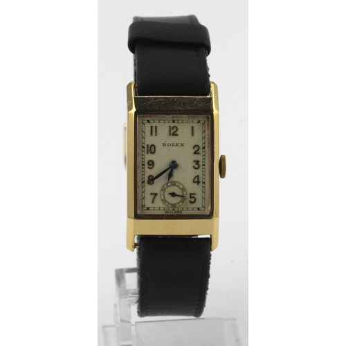 693 - Gents 9ct cased (Import marks for Glasgow 1936). Rolex wristwatch. The 30mm x 20mm case with a cream... 