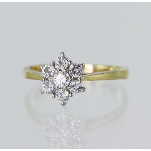 70 - 18ct yellow gold diamond daisy ring, TDW approx. 0.40ct, estimated colour approx. F-G, estimated cla... 