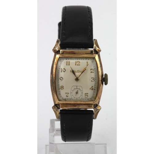 700 - Gents Bulova manual wind wristwatch, Case no. 3560761. The square dial with gilt Arabic numerals and... 