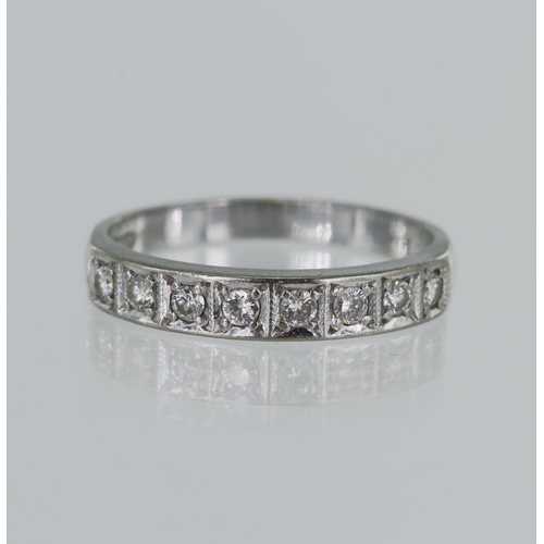 71 - White gold (tests 18ct) diamond half eternity ring, TDW approx. 0.20ct, set with eight round brillia... 