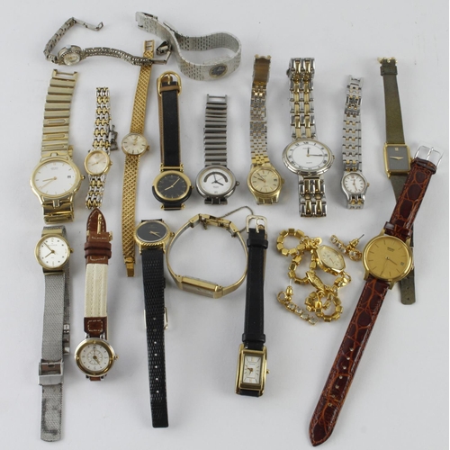 732 - Assortment of seventeen mixed wristwatches to include a Ladies Garrard 9ct cased with 9ct integral b... 