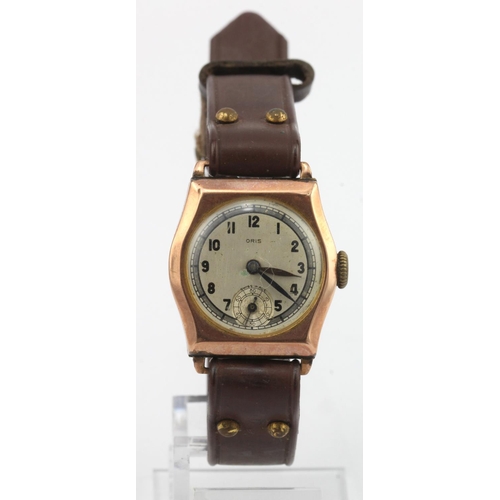 741 - Gents 9ct Cased Oris manual wind wristwatch, hallmarked London 1943. Case size approx. 26mm, working... 