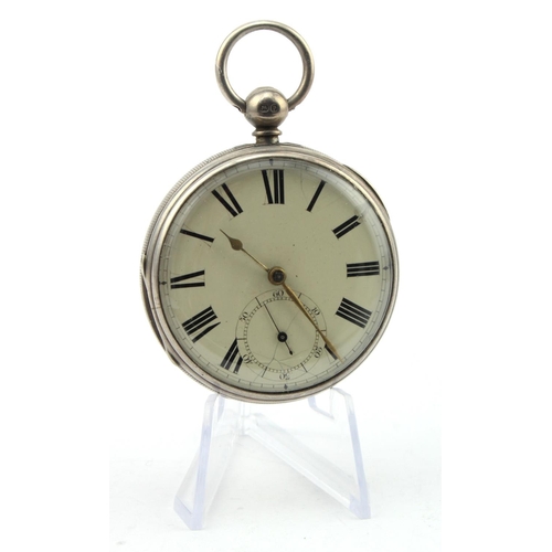 753 - Gents silver cased open face pocket watch, hallmarked London 1864. The cream dial with bold black ro... 