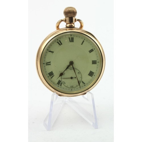 755 - Gents gold plated open face pocket watch in a Dennison 