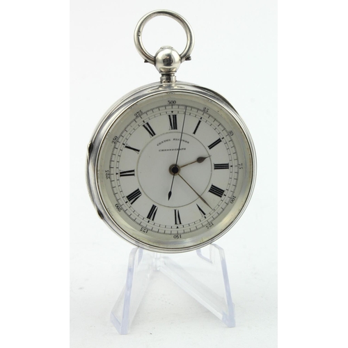 758 - Gents silver cased open face centre seconds chronograph pocket watch, hallmarked Chester 1907. The w... 