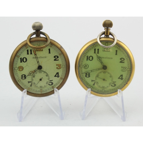 760 - Two military issue gold plated Jaeger- Le-Coultre pocket watches. Both AF