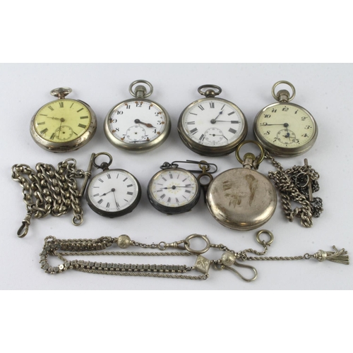 767 - Pocket watches. A collection of seven various pocket watches (including silver examples), sold as se... 