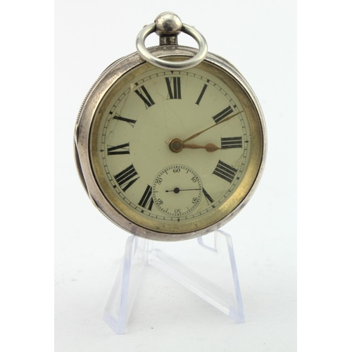 768 - Gents silver cased open face pocket watch, hallmarked Birmingham 1910. The cream dial with bold blac... 