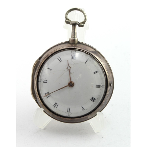 774 - George III Silver pair cased pocket watch. Outer Case hallmarked London 1793, watch case 1794. Movem... 