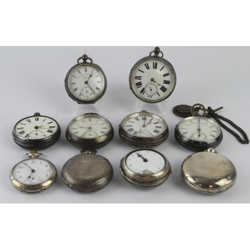 780 - Ten Gents silver cased pocket watches. All AF