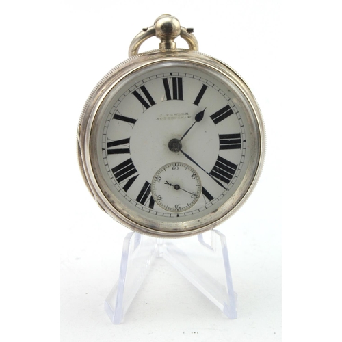 781 - Gents silver cased open face pocket watch by J Fowler, Nottingham, hallmarked Chester 1890. The sign... 