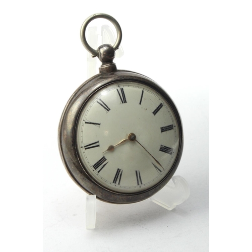 782 - Victorian Silver pair cased pocket watch. Both cases hallmarked London 1840. The white dial with bla... 