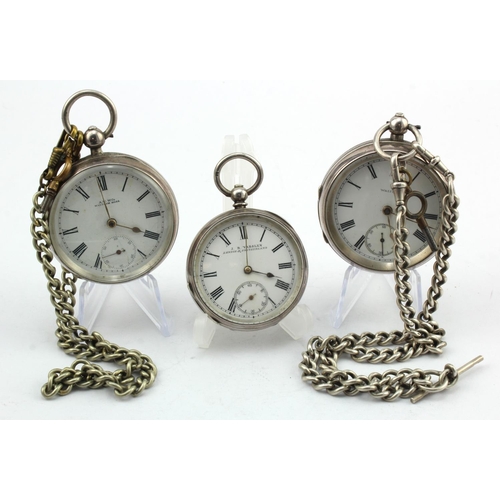 784 - Three silver open face pocket watches, circa late 19th to early 20th Century, largest diameter 55mm ... 