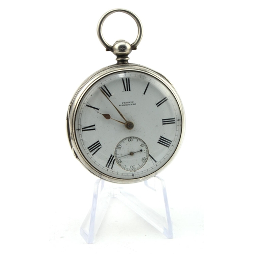 788 - Gents silver cased open face pocket watch by Perkin, Wakefield. Hallmarked London 1878. The signed w... 