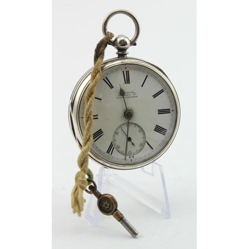 791 - Gents silver cased open face pocket watch by Samuel, Manchester, hallmarked Birmingham 1890. The whi... 