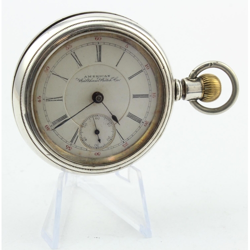 793 - Gents sterling silver cased open face pocket watch by Waltham circa September 1892 - April 1893. The... 