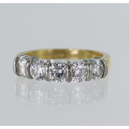 80 - 18ct yellow gold diamond eternity ring, set wit five round brilliant cut diamonds TDW approx. 1.20ct... 