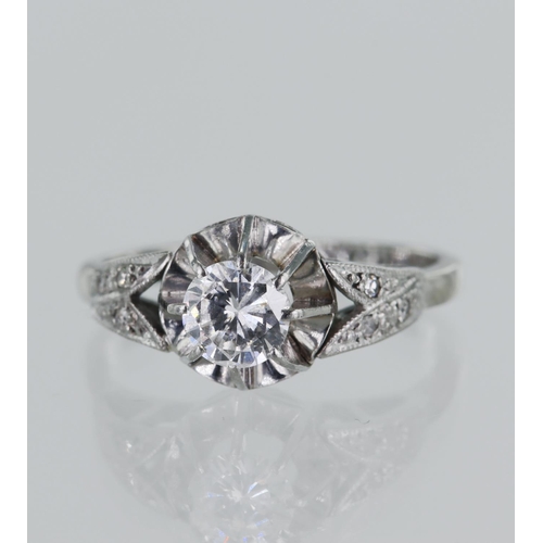 88 - White gold (tests 18ct) vintage diamond solitaire ring, round brilliant cut approx. 0.48ct, estimate... 