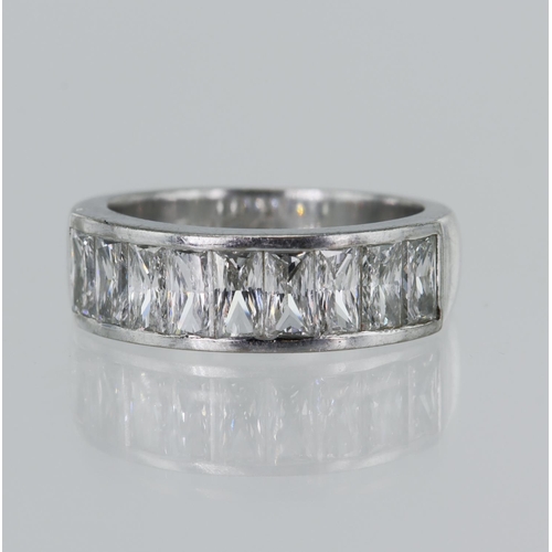 93 - 18ct white gold diamond half eternity ring, nine rectangular princess cuts, TDW approx. 2.25ct, esti... 