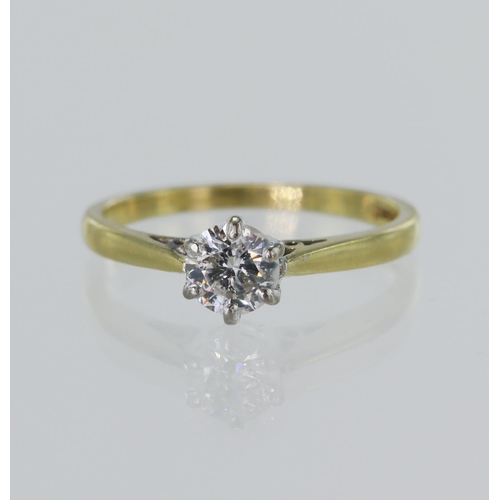 95 - 18ct yellow gold diamond solitaire ring, round brilliant cut approx. 0.49ct, estimated colour approx... 