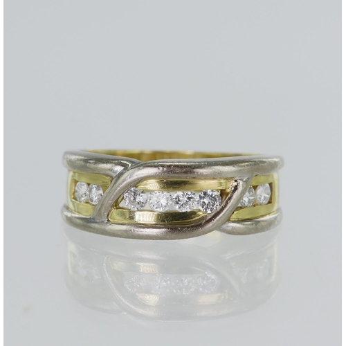 96 - 18ct yellow gold diamond half eternity ring, TDW approx. 0.40ct, channel set with white gold details... 