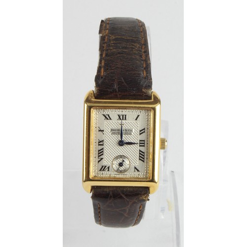 733 - Mid-size 18ct cased Dreyfuss & Co quartz wristwatch, series 1974. Purchased 2010. case size 23mm x 2... 