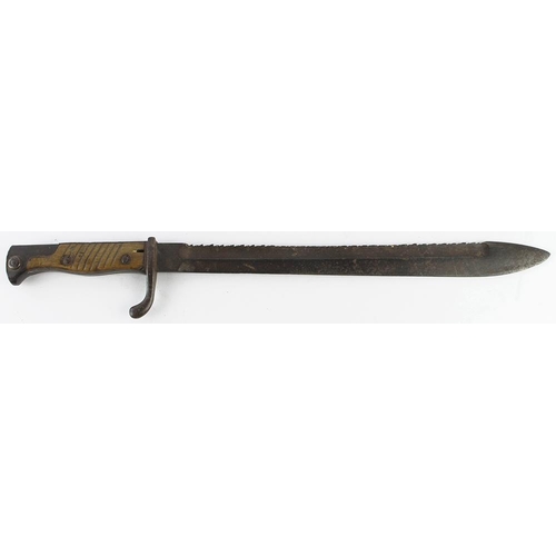 1007 - German WW1 saw back Butcher Bayonet, no scabbard, some of the teeth flatened