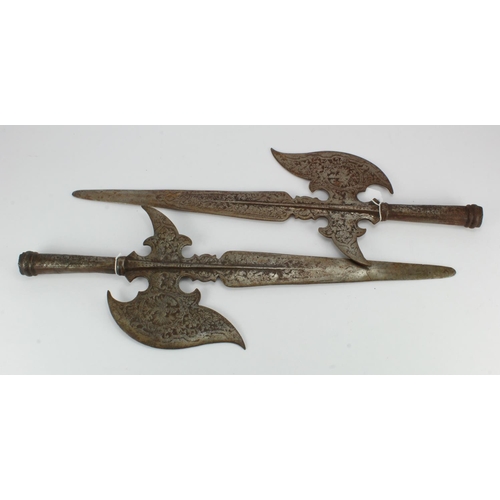 1011 - German, probably 17th Century pair of Halberd with eagle design  (approx 25