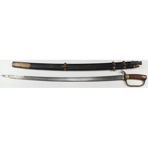 1020 - Imperial Russian Cavalry Sword, single edged, slightly curved blade, blade maker marked and dated 19... 