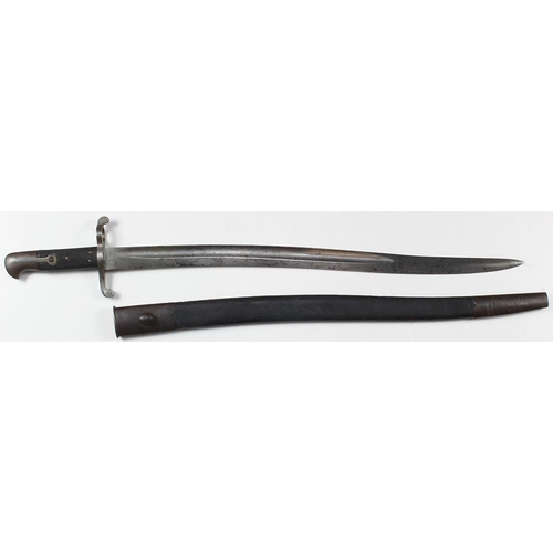 1037 - Pattern 1863 Yataghan Sword Bayonet for the Whitworth Short Rifle circa 1864, with 23 in. steel blad... 