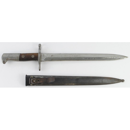 1060 - Swiss M1918 bayonet with steel scabbard, blade maker marked Elsener Schwyz Victoria. Crossguard numb... 