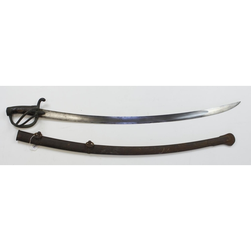 1063 - Sword, a French 1815 Pattern (1801 - 1815) Cavalry Hussar Troopers Sword. Heavy curved blade approx ... 