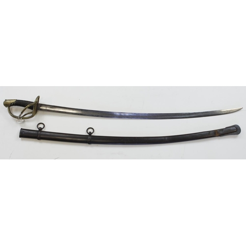 1067 - Sword, an unmarked Cavalry Sword similar to the US 1840 Cavalry Troopers Sword, blade 36