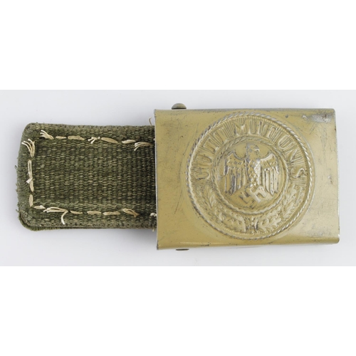 1100 - German 3rd Reich Africa Korps belt buckle with Tropical tab, buckle maker marked 'oLc'.