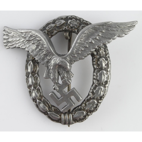 1114 - German 3rd Reich Luftwaffe Pilots Badge, no makers mark