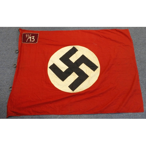 1132 - German 3rd Reich SA Sturmfahne Flag. Felt badge for 21st Coy 13th Regiment. Double sided with pole s... 