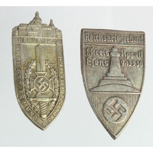 1137 - German 3rd Reich Veterans Day Tinnie Badges. (2)