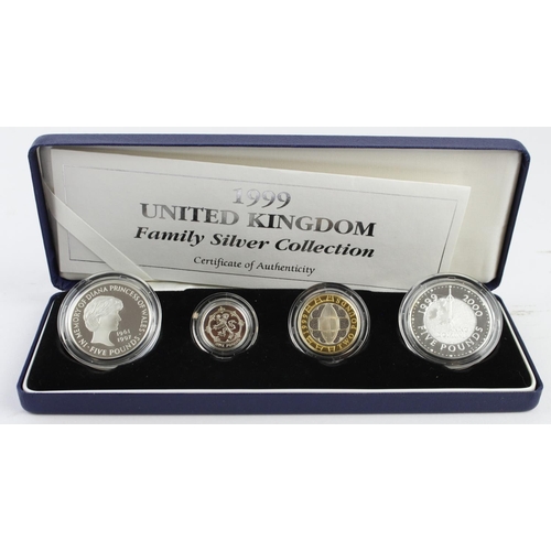 116 - Family Silver collection 1999. The four coin set comprising of Five Pounds x 2, Two Pounds & One Pou... 