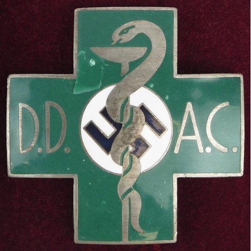 1168 - German DDAC badge, scarce for medical personnel on the Autobahn, in fitted case.