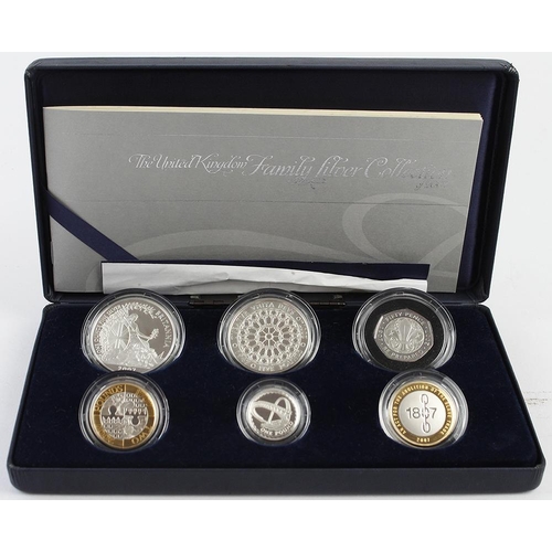 117 - Family Silver collection 2007. The six coin set comprising of Brittania £2, Five Pounds, Two Pounds ... 